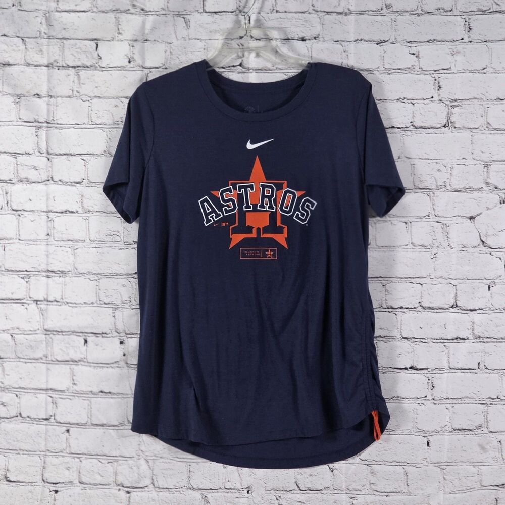 Nike Women's Large Navy Blue Side Cinch Houston Astros Dri-Fit‎ T-Shirt